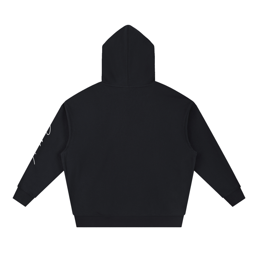 Golden Vein Boxy Hoodie in Black, oversized cotton-blend hoodie