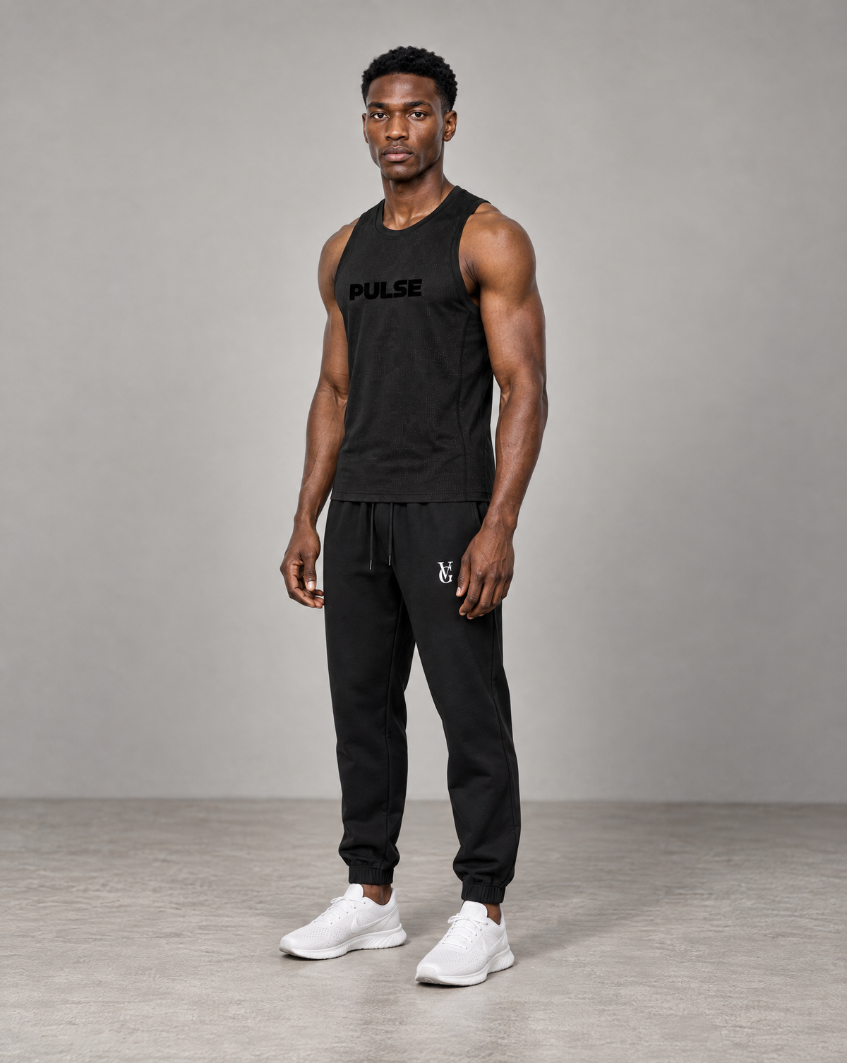 PULSE™ by Golden Vein Jacquard-Trainingstank in Schwarz – Produktansicht 4