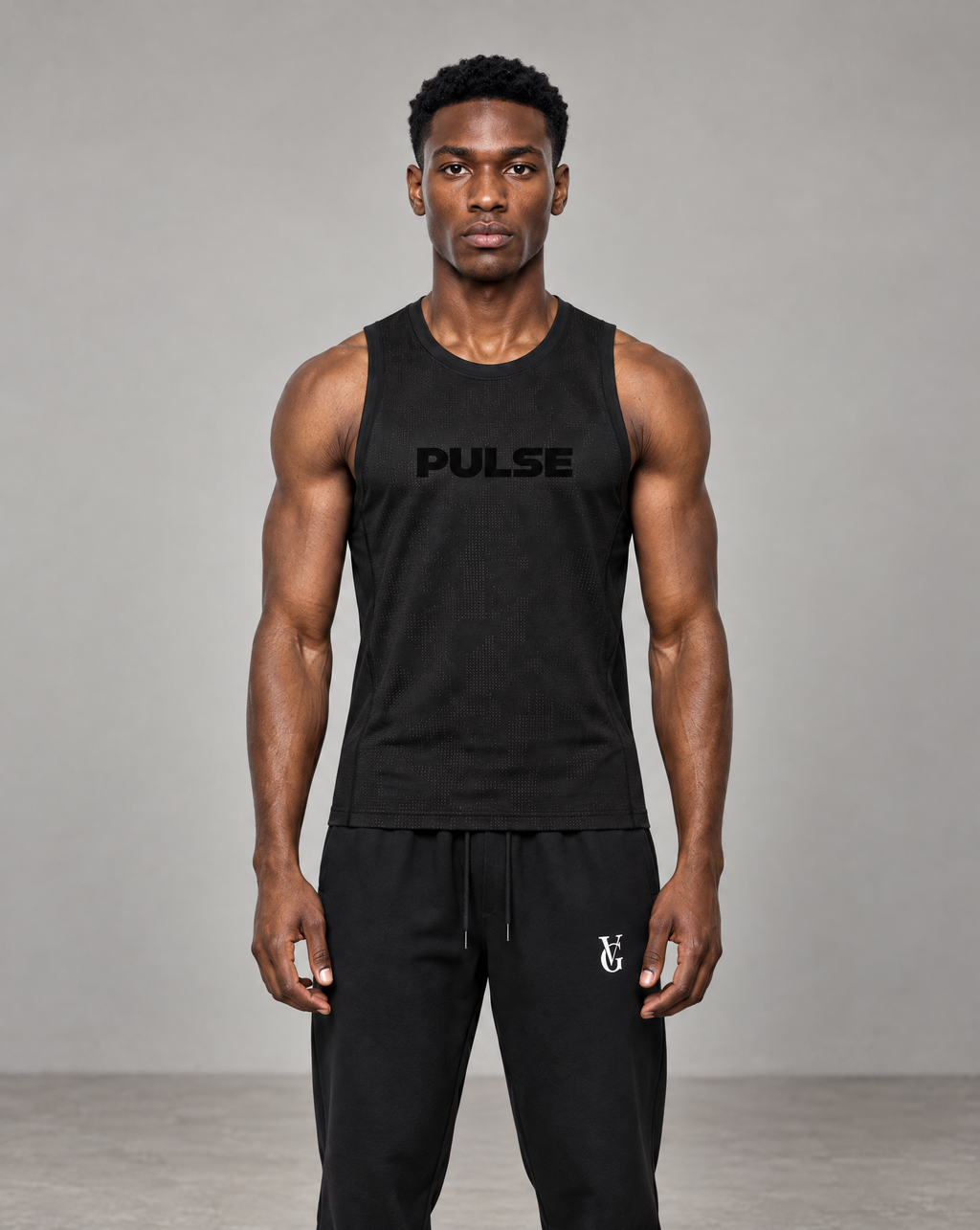 PULSE™ by Golden Vein Jacquard-Trainingstank in Schwarz – Produktansicht 1