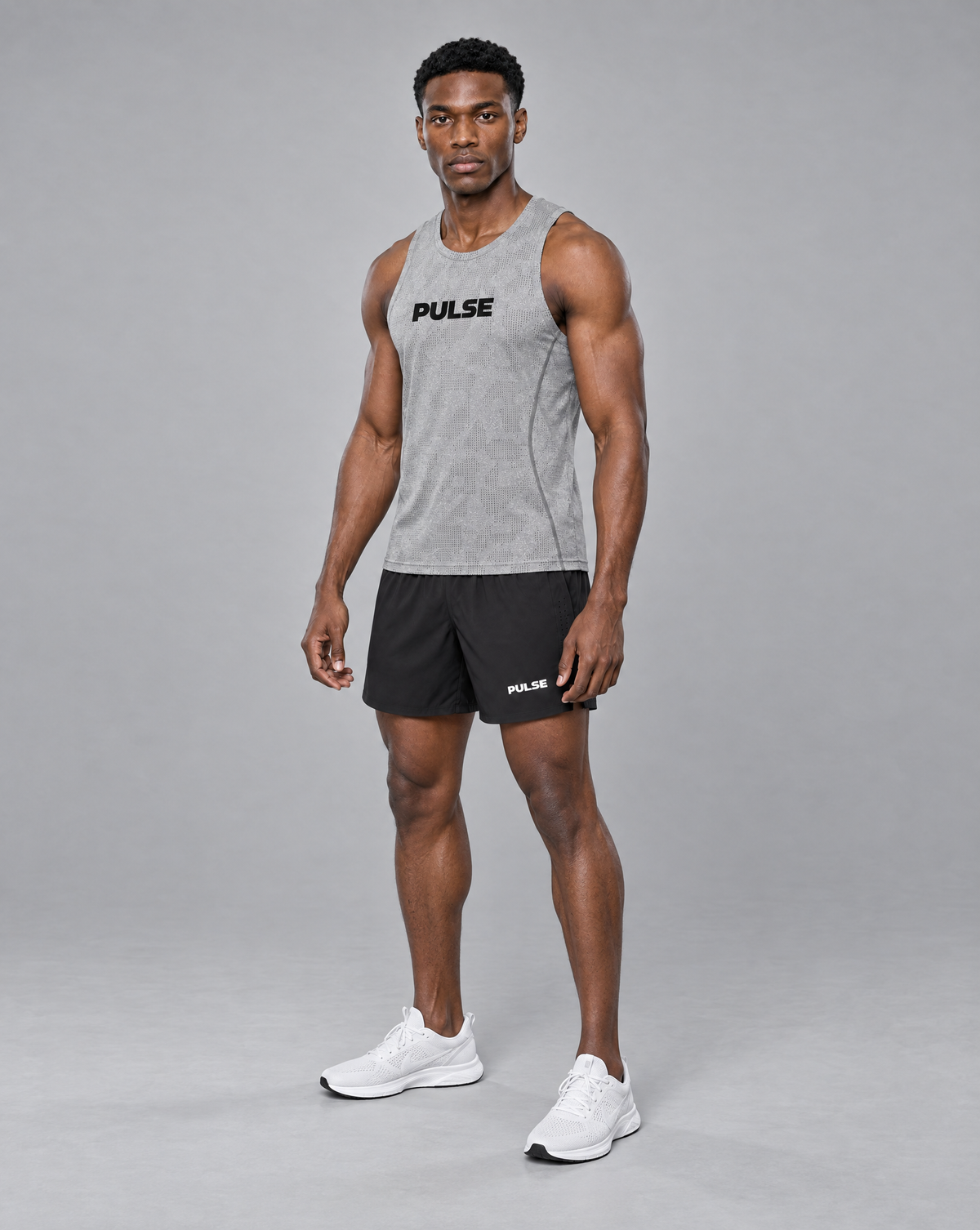 PULSE™ by Golden Vein Jacquard-Trainingstank in Grau – Produktansicht 3