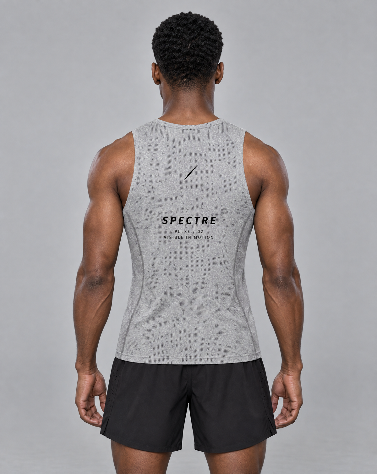 PULSE™ by Golden Vein Jacquard-Trainingstank in Grau – Produktansicht 2