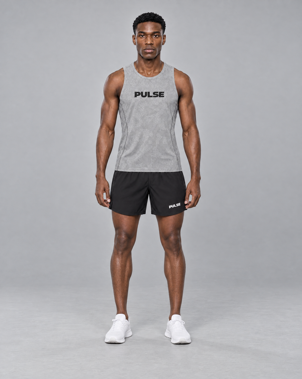 PULSE™ by Golden Vein Jacquard-Trainingstank in Grau – Produktansicht 6