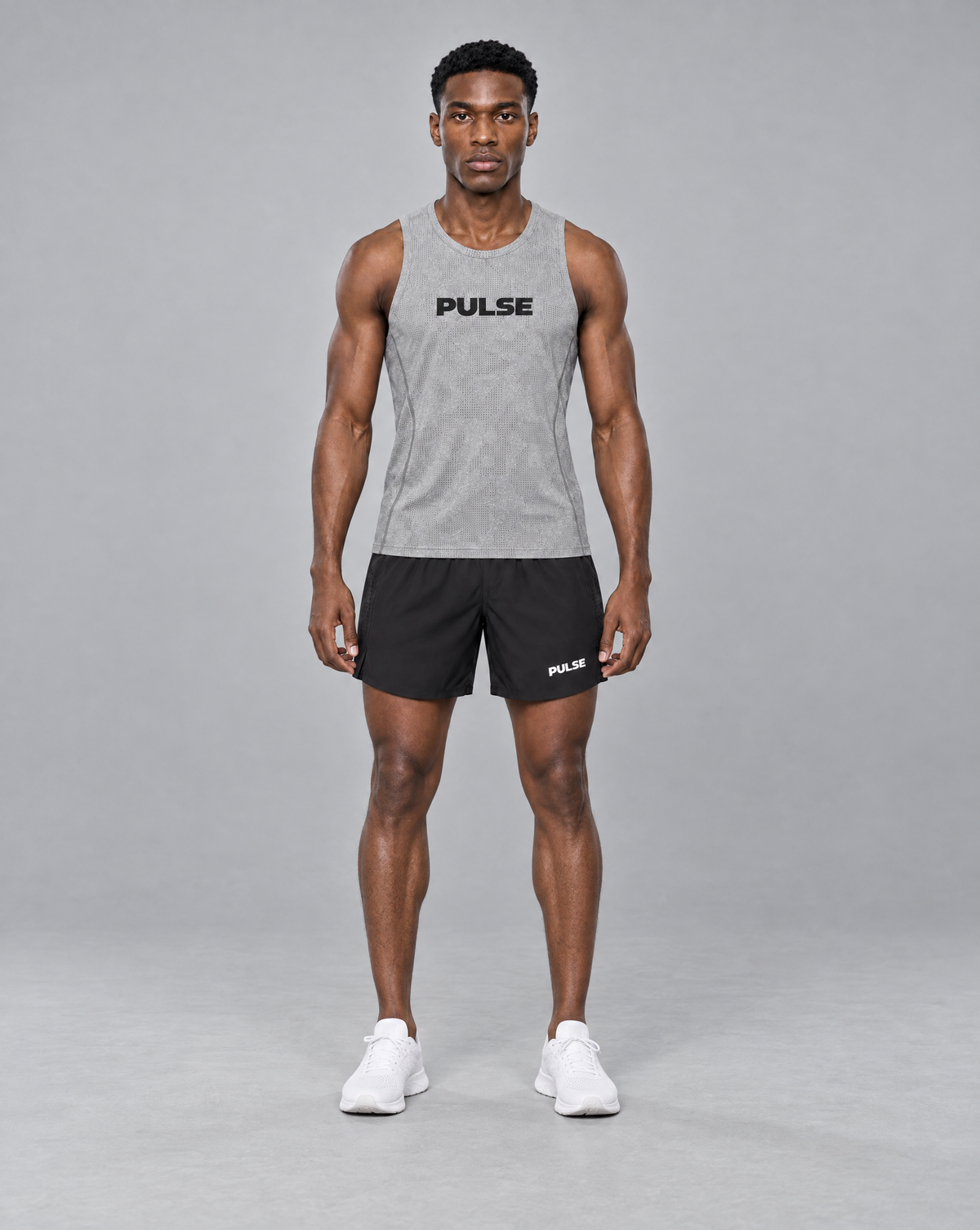 PULSE™ by Golden Vein Jacquard-Trainingstank in Grau – Produktansicht 6