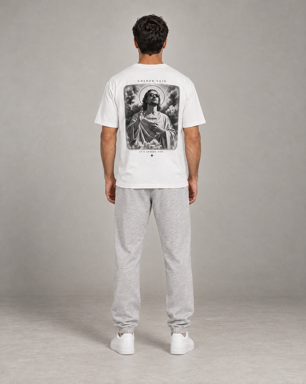 Golden Vein Herren-Heavyweight-Jogginghose in Grau meliert – Produktansicht 2