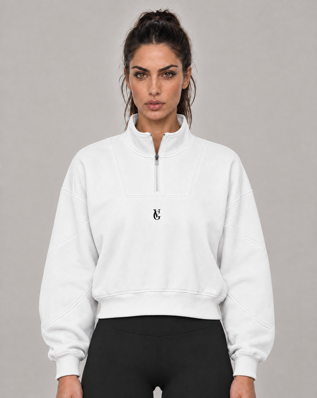 Golden Vein Fleece Quarter-Zip Sweatshirt in Weiß – Produktansicht 1
