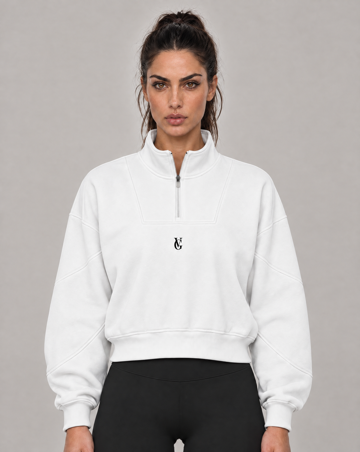 Golden Vein Fleece Quarter-Zip Sweatshirt in Weiß – Produktansicht 1