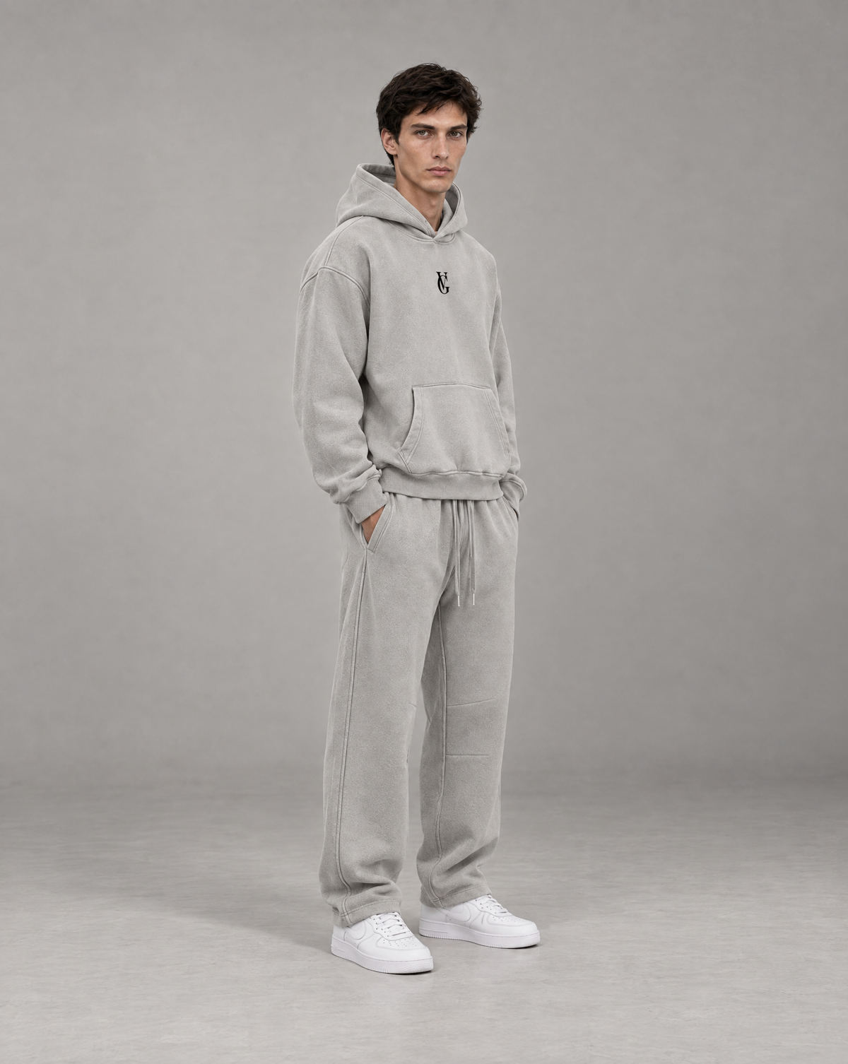 Golden Vein Vintage-Wash-Jogginghose mit Barrel-Schnitt in Hellgrau – Produktansicht 4