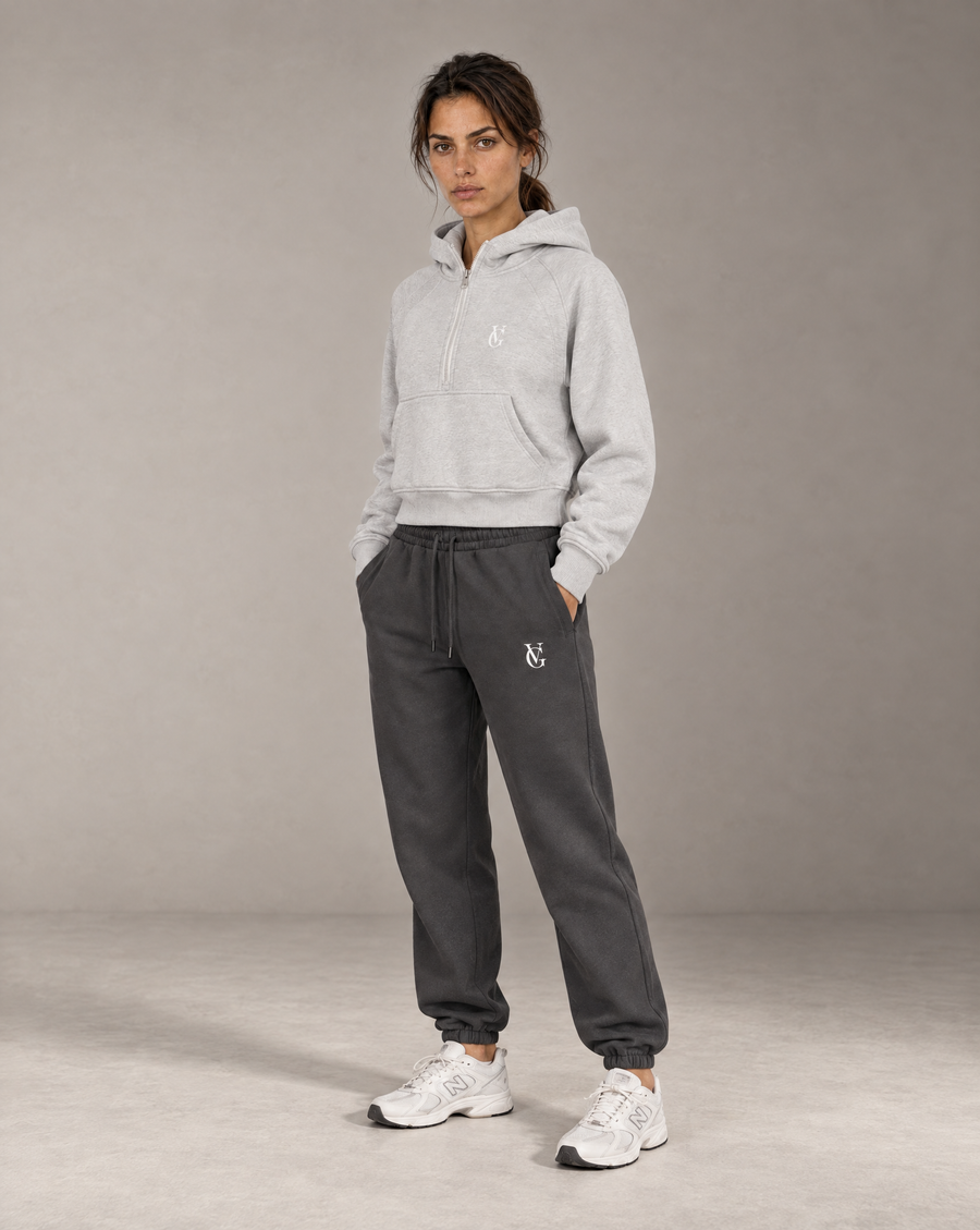 Golden Vein Kurzer Half-Zip Hoodie in Kühles Grau – Produktansicht 3
