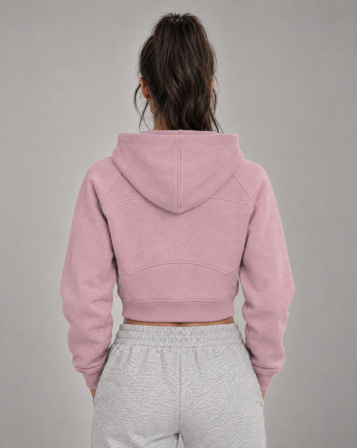 Golden Vein Kurzer Half-Zip Hoodie in Pink – Produktansicht 2