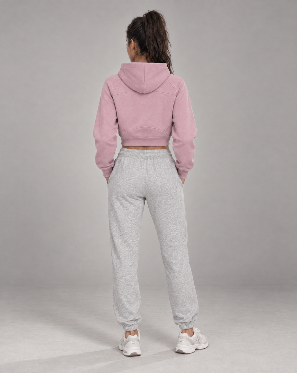 Golden Vein Kurzer Half-Zip Hoodie in Pink – Produktansicht 6