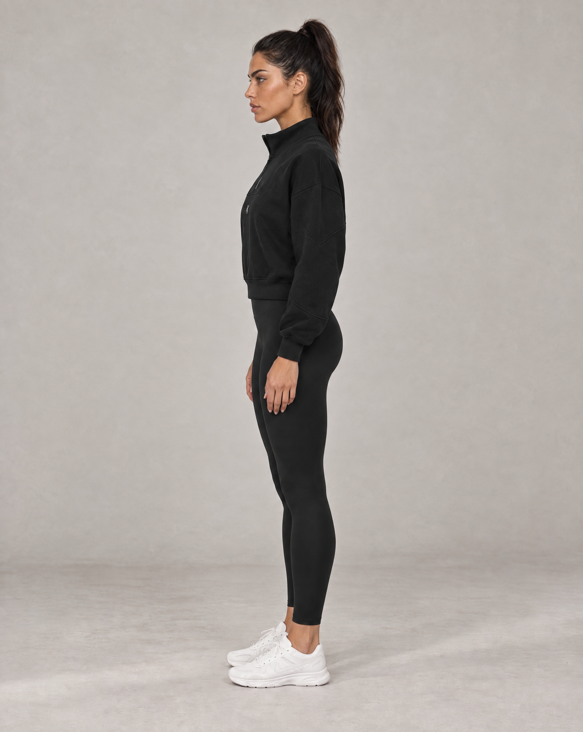 Golden Vein Fleece Quarter-Zip Sweatshirt in Schwarz – Produktansicht 5