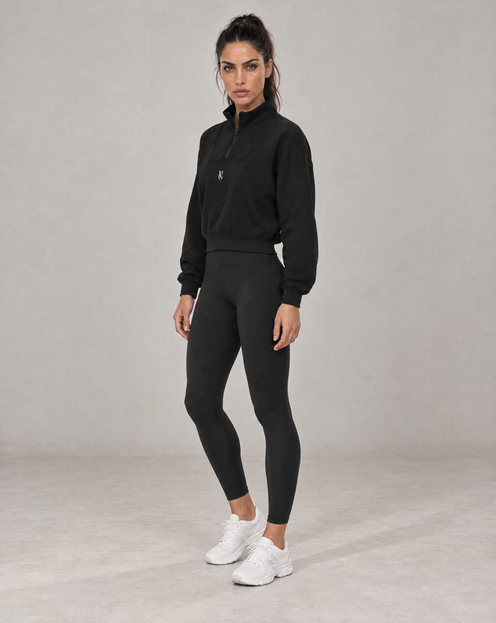 Golden Vein Fleece Quarter-Zip Sweatshirt in Schwarz – Produktansicht 4