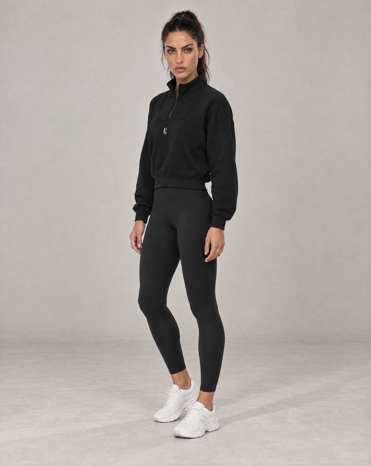 Golden Vein Fleece Quarter-Zip Sweatshirt in Schwarz – Produktansicht 4