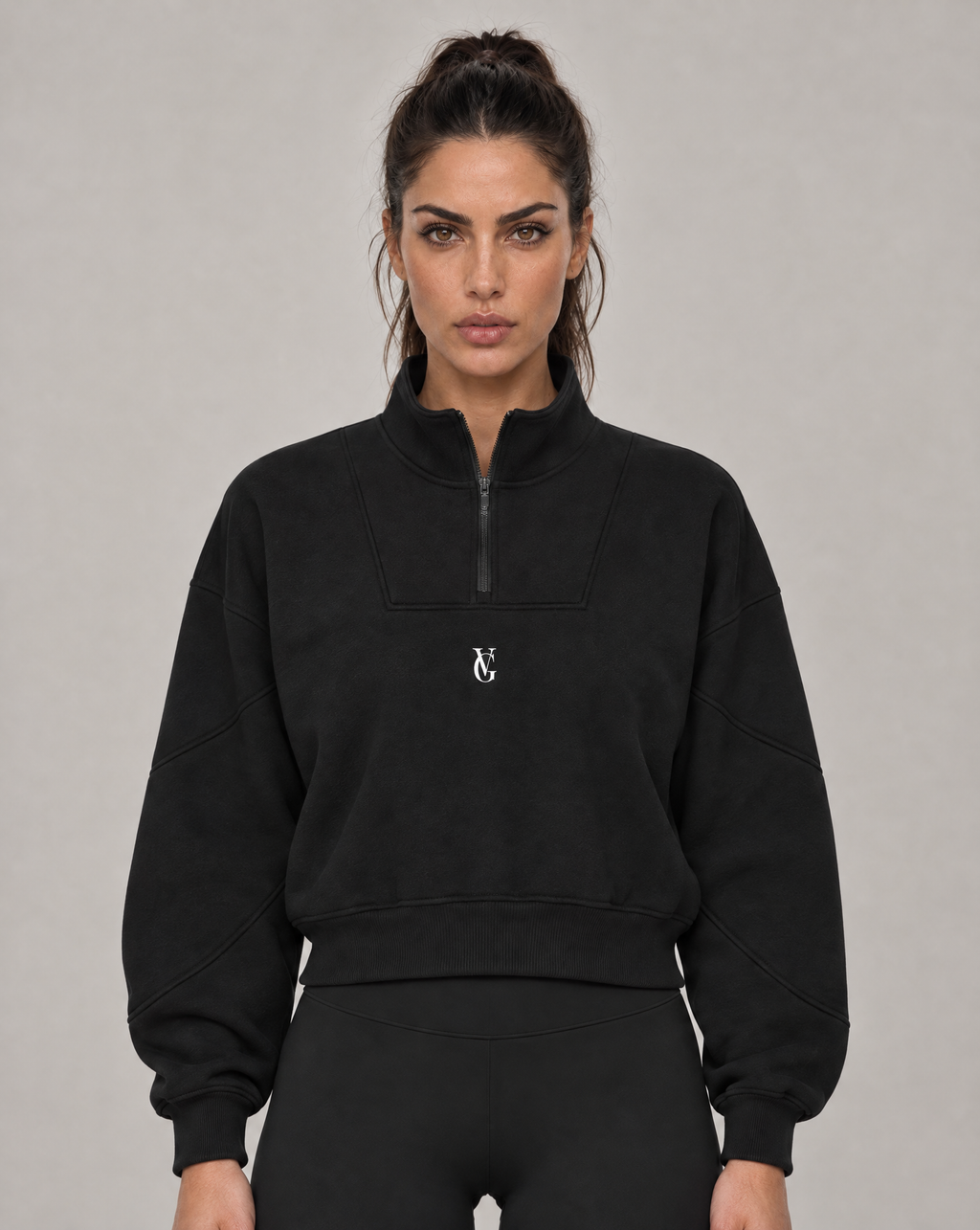 Golden Vein Fleece Quarter-Zip Sweatshirt in Schwarz – Produktansicht 1