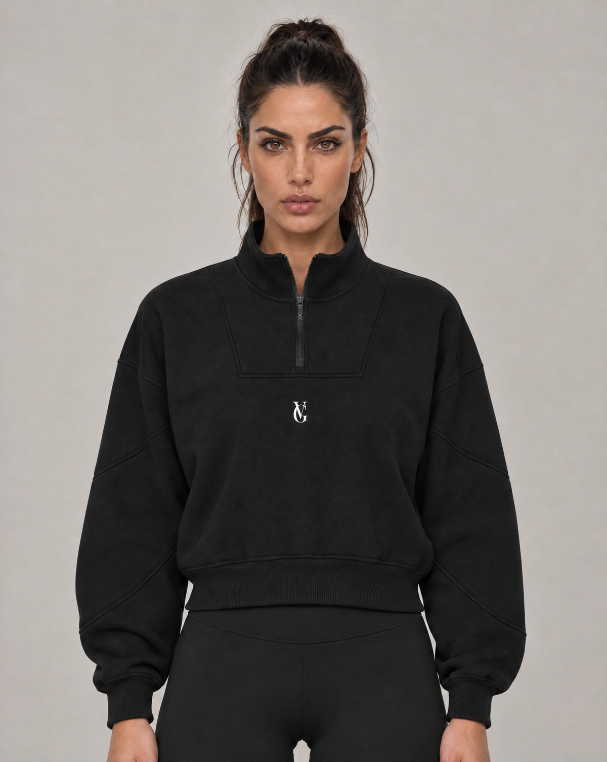 Golden Vein Fleece Quarter-Zip Sweatshirt in Schwarz – Produktansicht 1