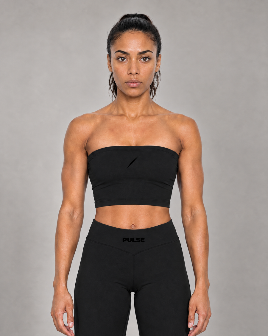 PULSE™ by Golden Vein Kurzes Bandeau-Top in Schwarz – Produktansicht 1