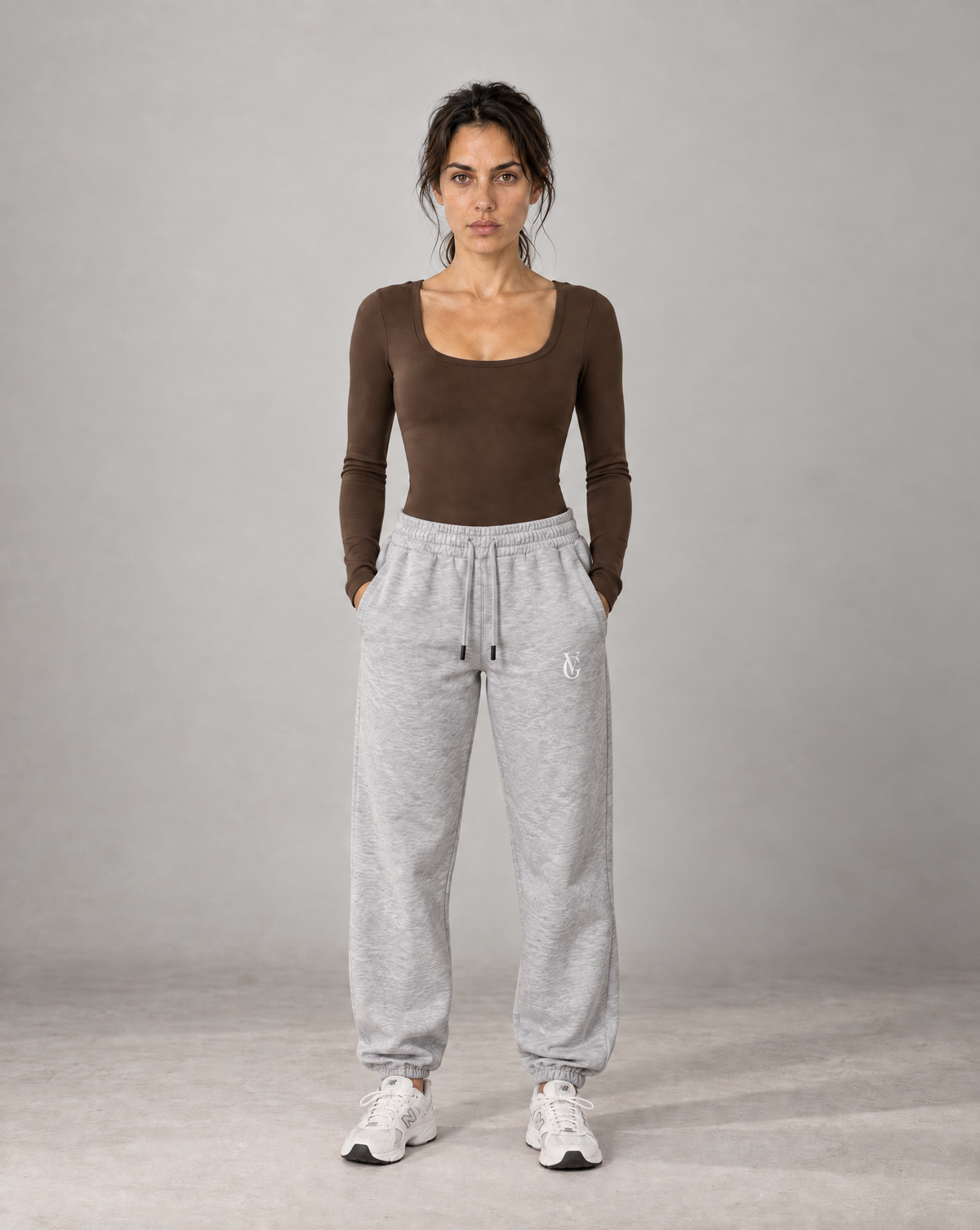 Golden Vein Damen-Heavyweight-Jogginghose in Grau meliert – Produktansicht 3