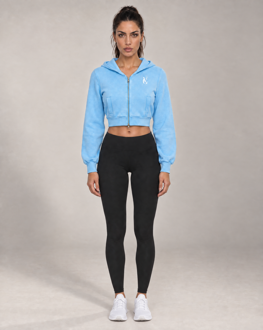 Golden Vein Zip Hoodie in Vintage-Wash-Optik in Himmelblau – Produktansicht 3