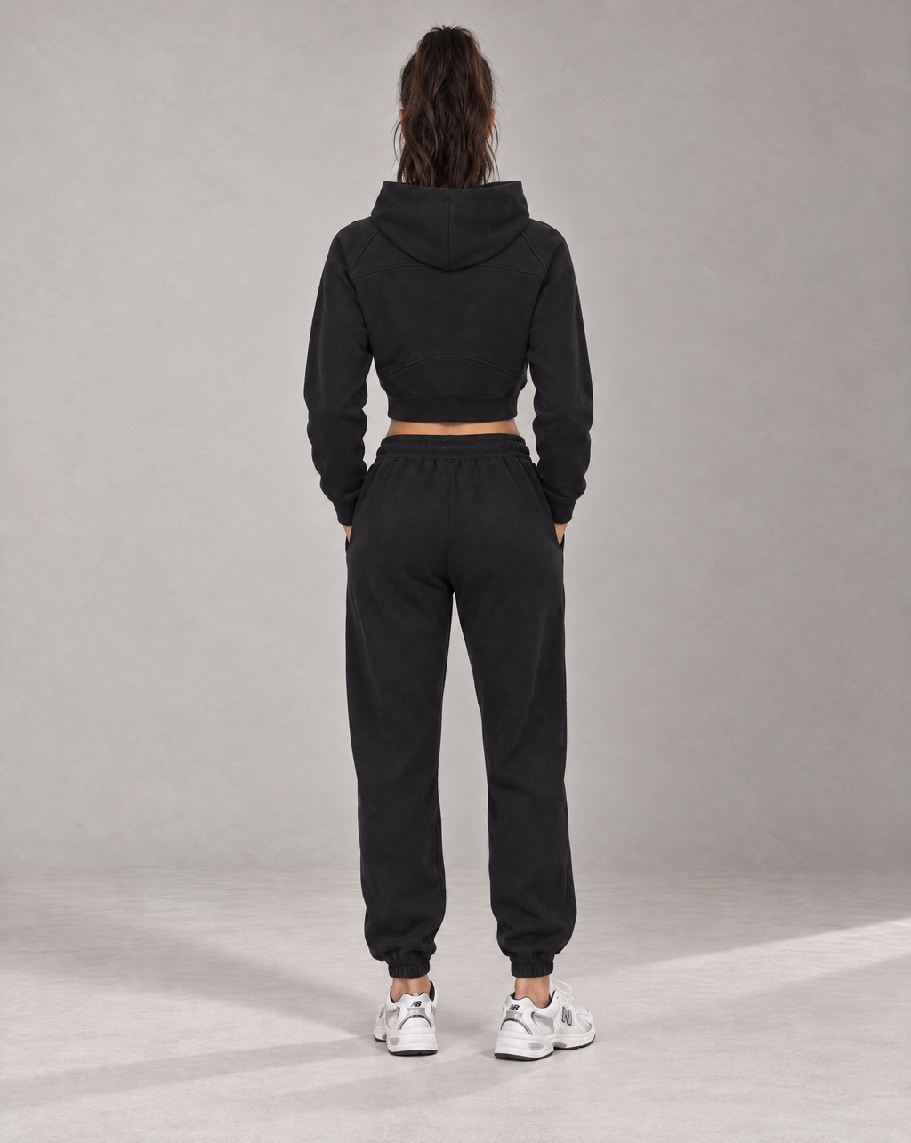Golden Vein Kurzer Half-Zip Hoodie in Schwarz – Produktansicht 6