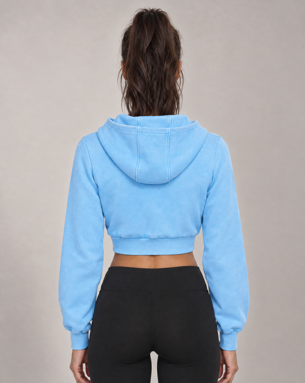 Golden Vein Zip Hoodie in Vintage-Wash-Optik in Himmelblau – Produktansicht 2