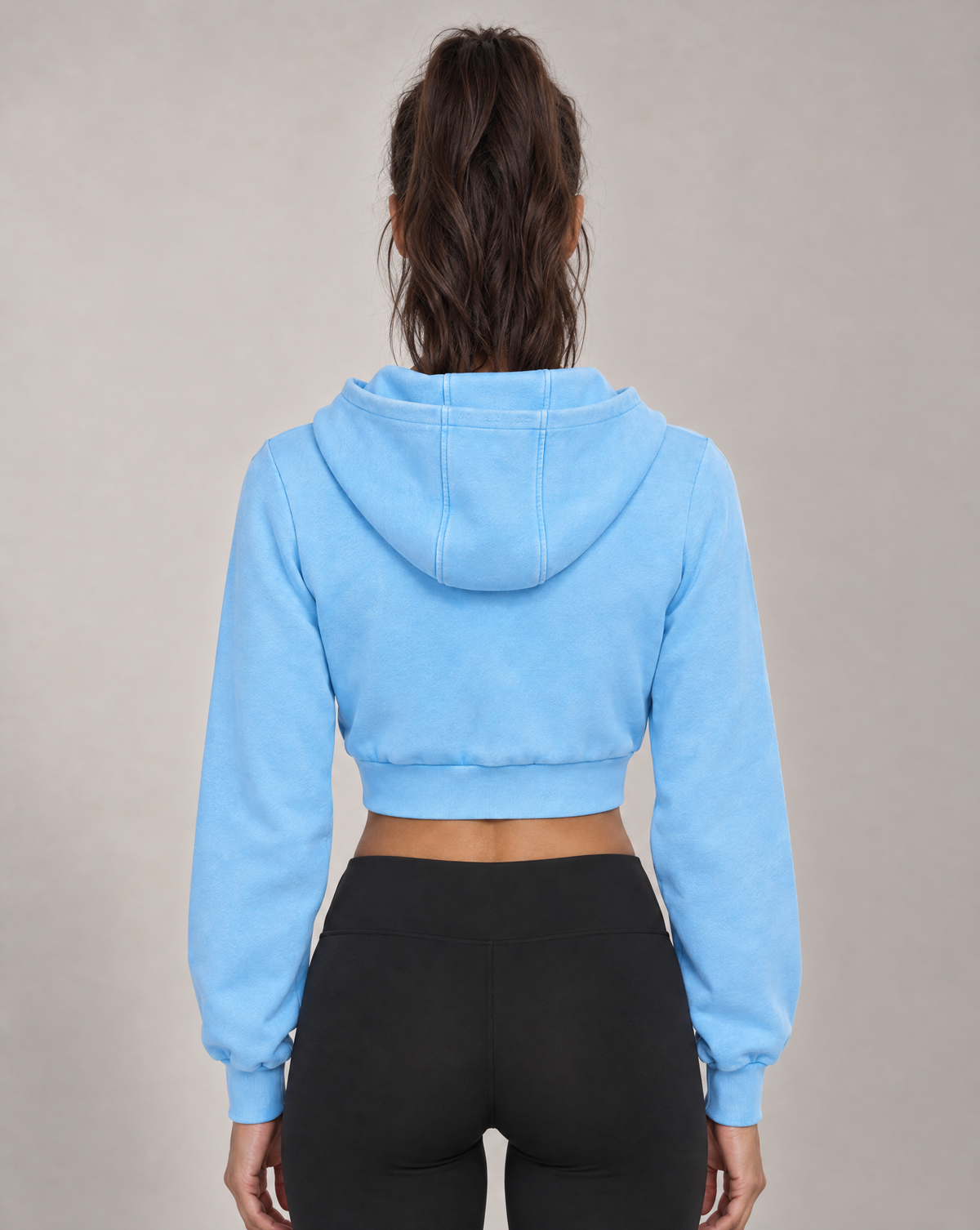 Golden Vein Zip Hoodie in Vintage-Wash-Optik in Himmelblau – Produktansicht 2