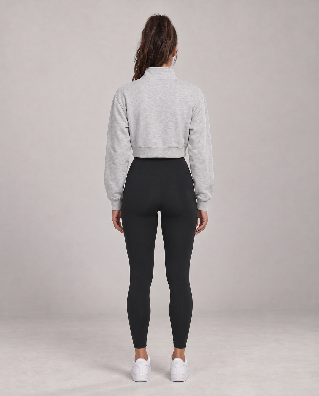 Golden Vein Kurzes Quarter-Zip Sweatshirt in Grau meliert – Produktansicht 5