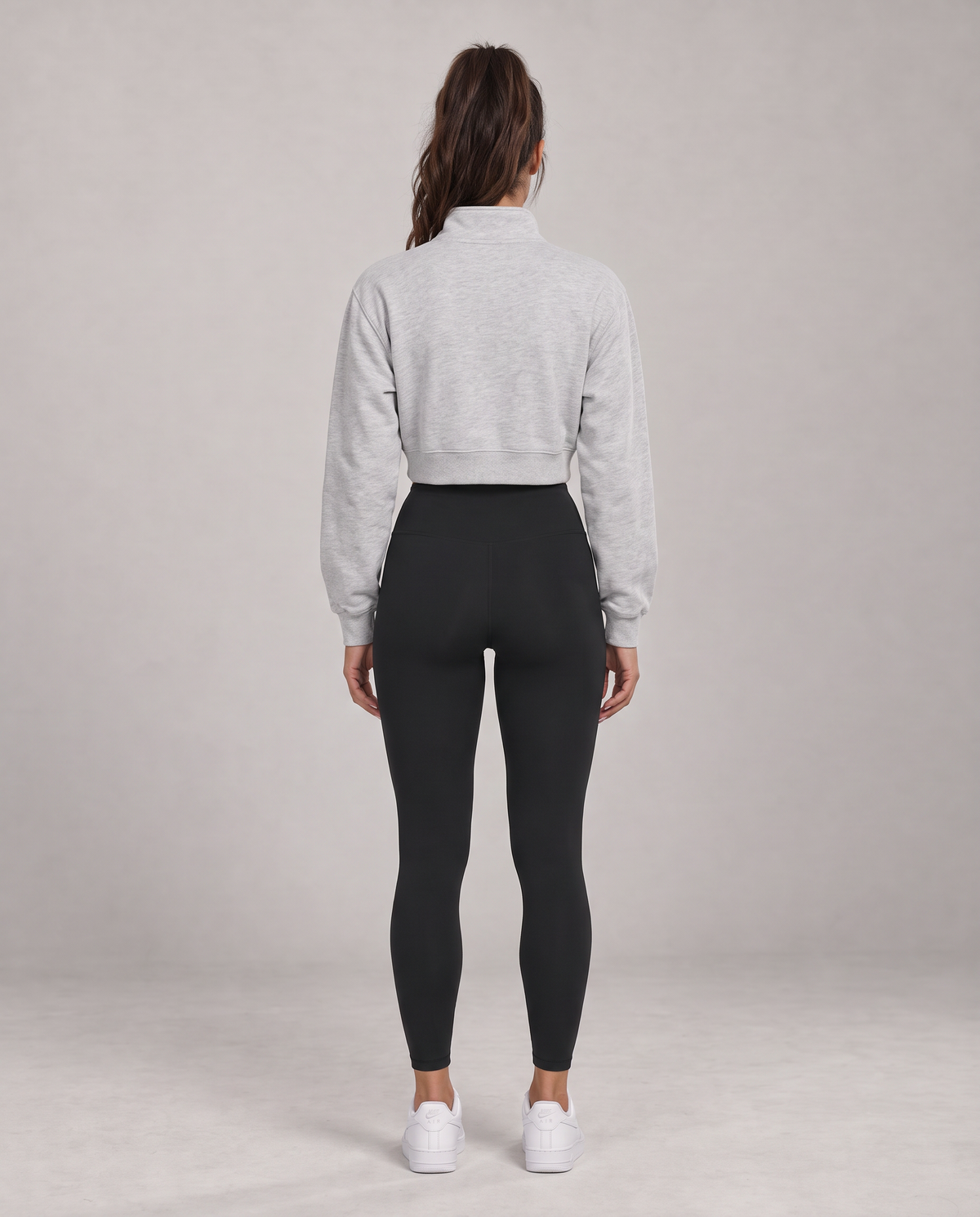 Golden Vein Kurzes Quarter-Zip Sweatshirt in Grau meliert – Produktansicht 5
