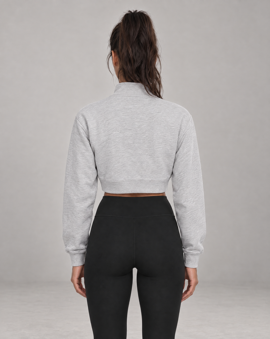 Golden Vein Kurzes Quarter-Zip Sweatshirt in Grau meliert – Produktansicht 2