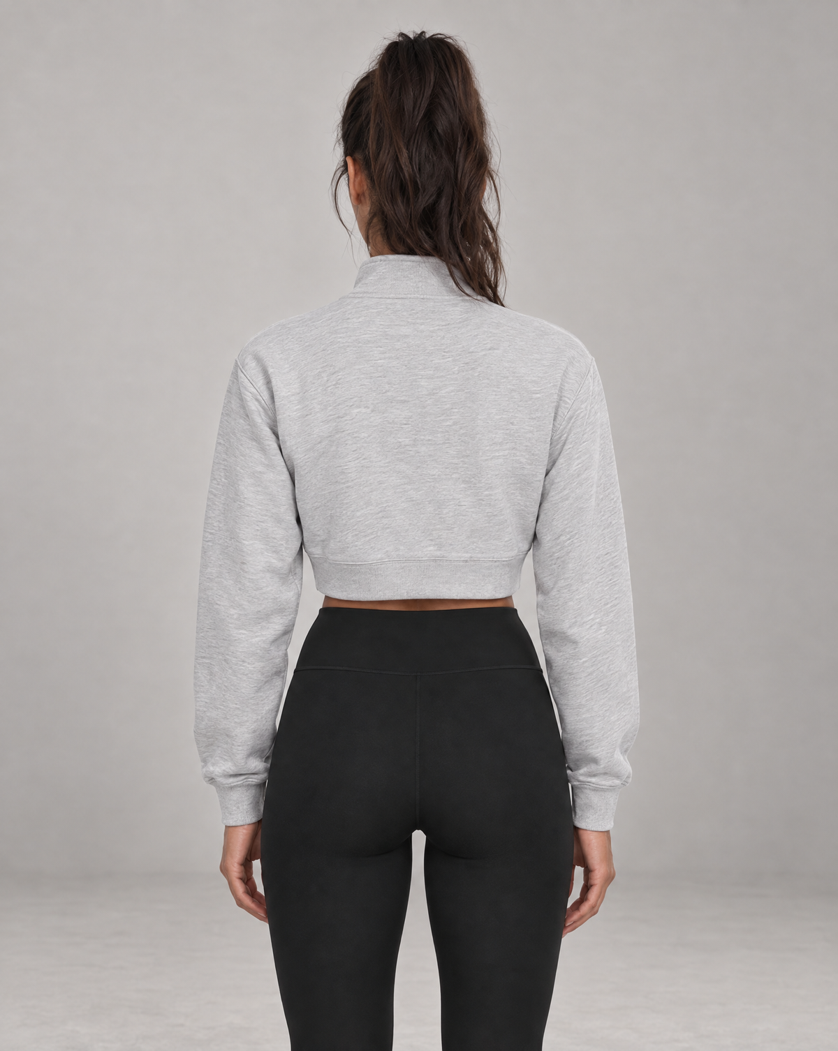 Golden Vein Kurzes Quarter-Zip Sweatshirt in Grau meliert – Produktansicht 2