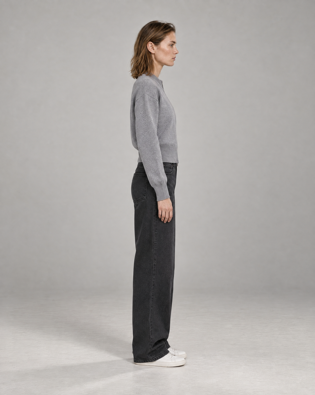 Golden Vein Cardigan mit Reißverschluss in Grau meliert – Produktansicht 4