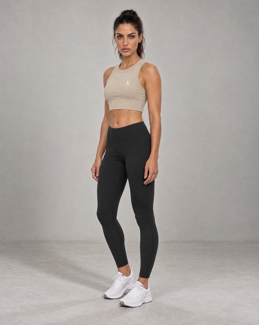Golden Vein Kurzes Tanktop in Khaki – Produktansicht 4