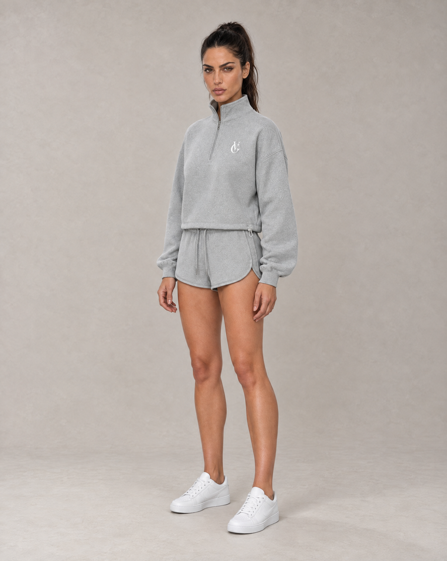 Golden Vein Quarter-Zip Sweatshirt mit Stehkragen in Grau meliert – Produktansicht 4