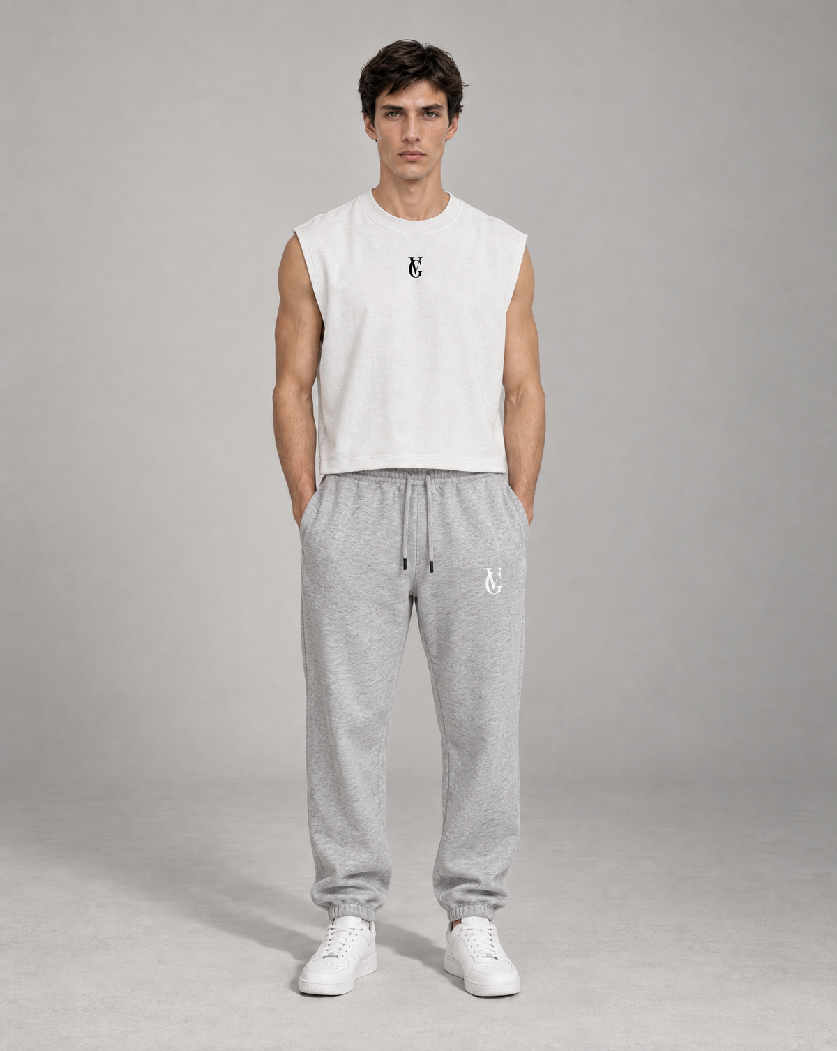 Golden Vein Boxy-Tanktop aus French Terry in Weiß – Produktansicht 3