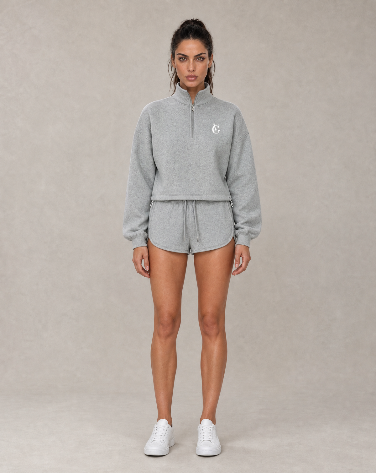 Golden Vein Fleece-Shorts in Grau meliert – Produktansicht 3
