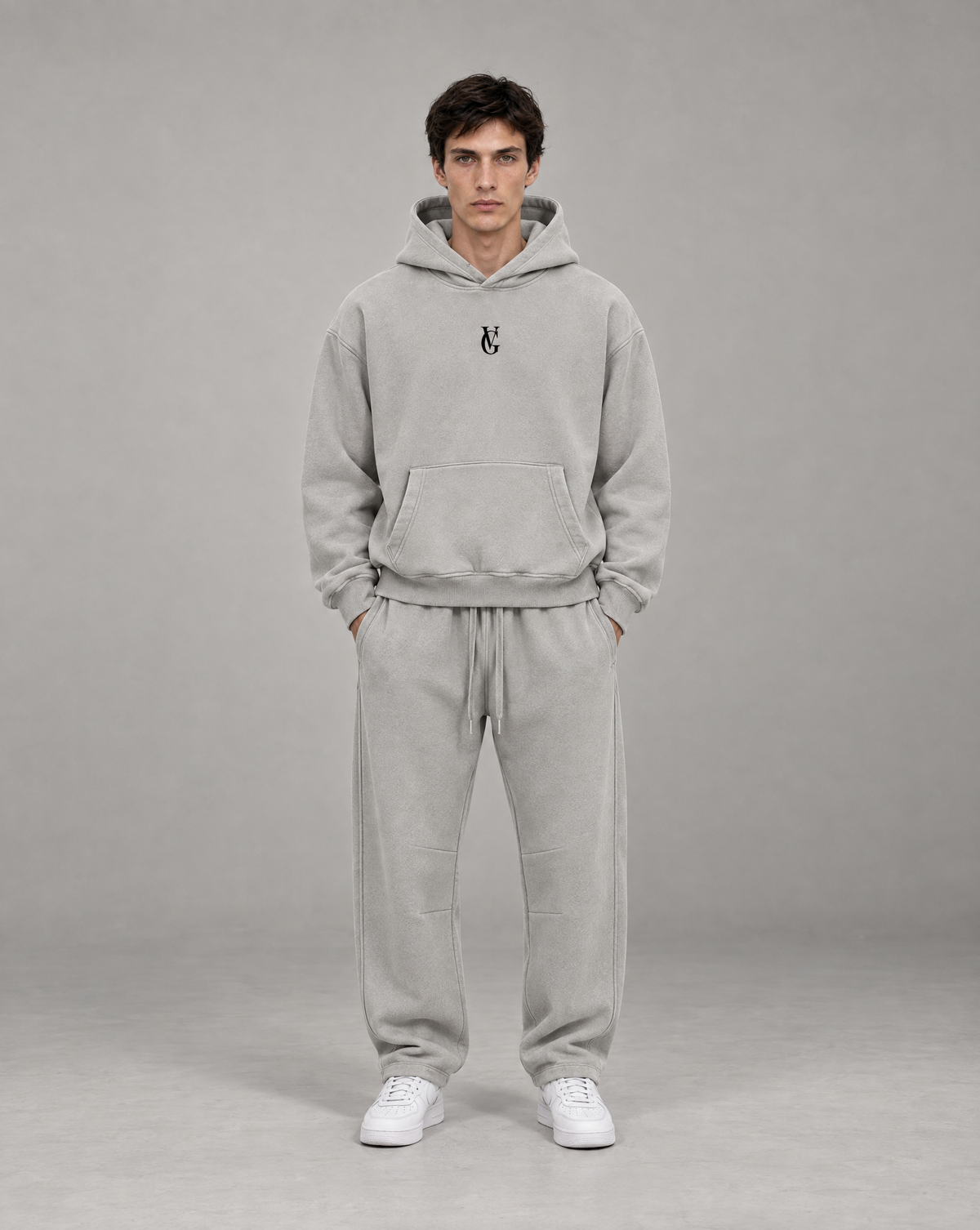 Golden Vein Vintage-Wash-Jogginghose mit Barrel-Schnitt in Hellgrau – Produktansicht 3