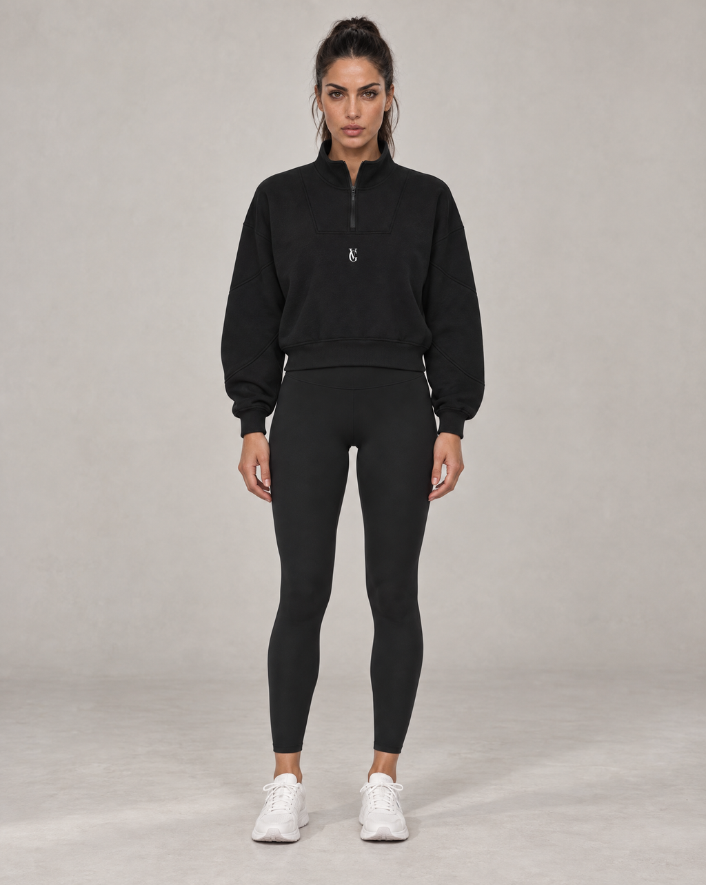 Golden Vein Fleece Quarter-Zip Sweatshirt in Schwarz – Produktansicht 3