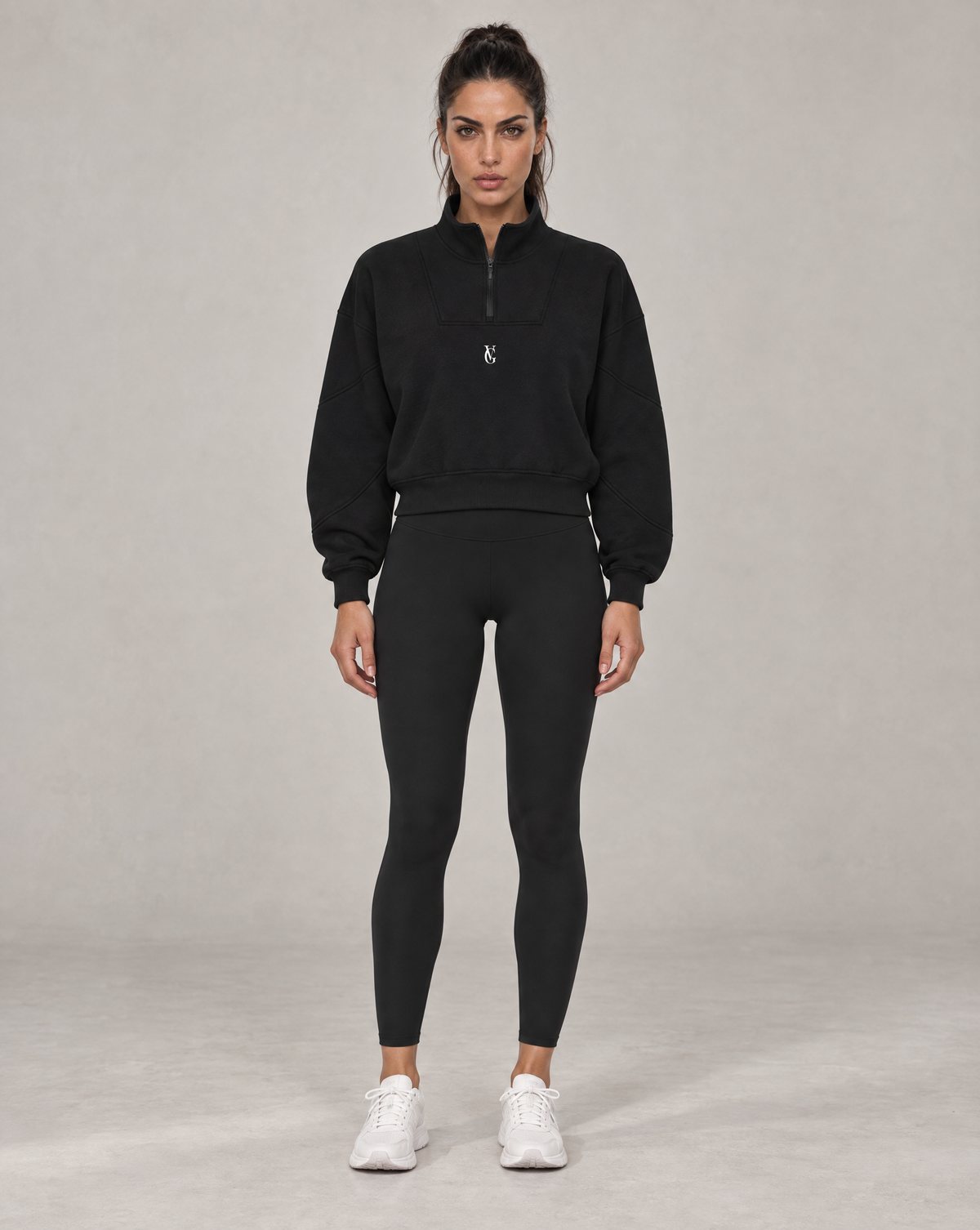 Golden Vein Fleece Quarter-Zip Sweatshirt in Schwarz – Produktansicht 3
