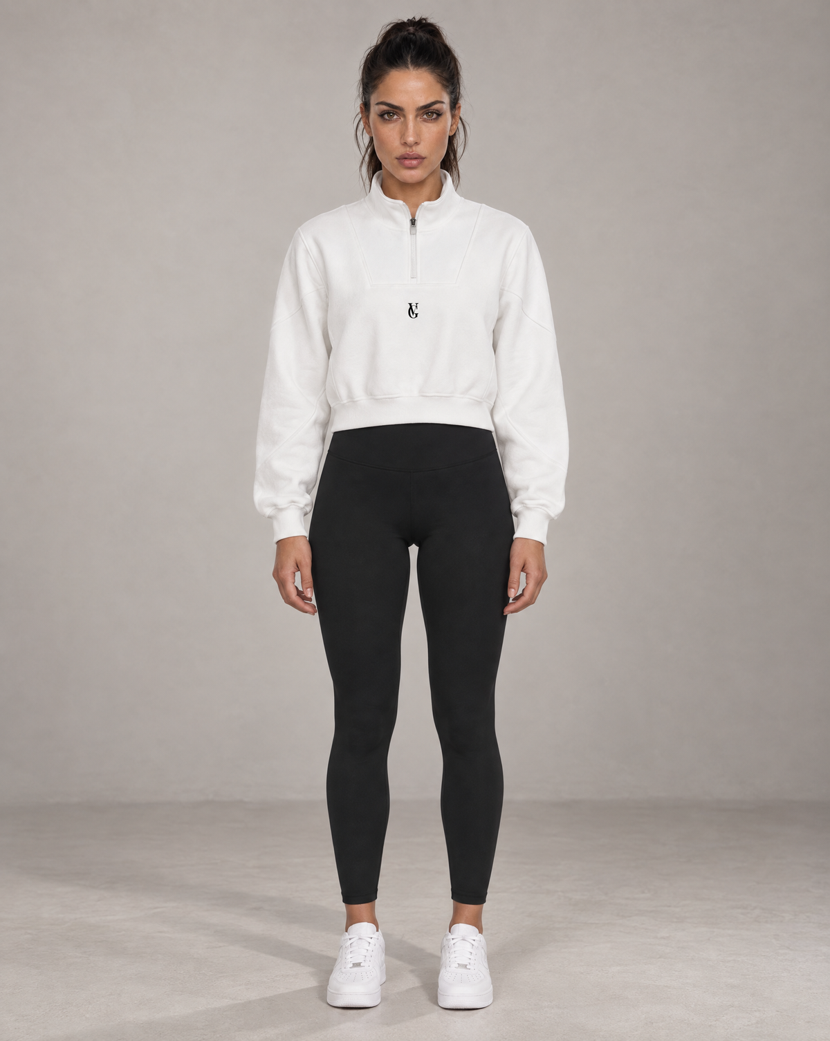 Golden Vein Fleece Quarter-Zip Sweatshirt in Weiß – Produktansicht 3
