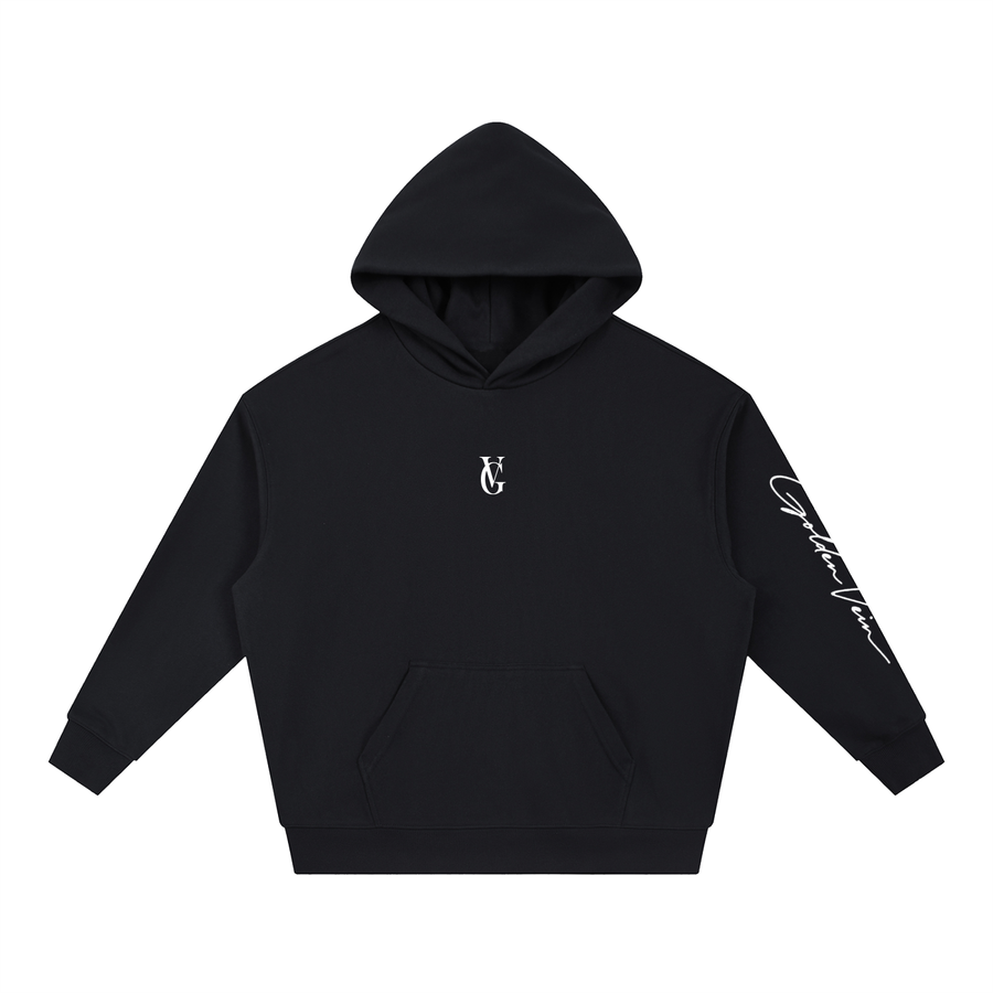 Golden Vein Boxy Hoodie – Black