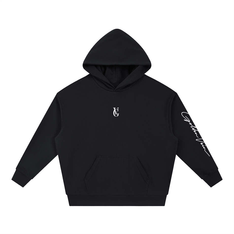 Golden Vein Boxy Hoodie – Black – Hoodie · Unisex