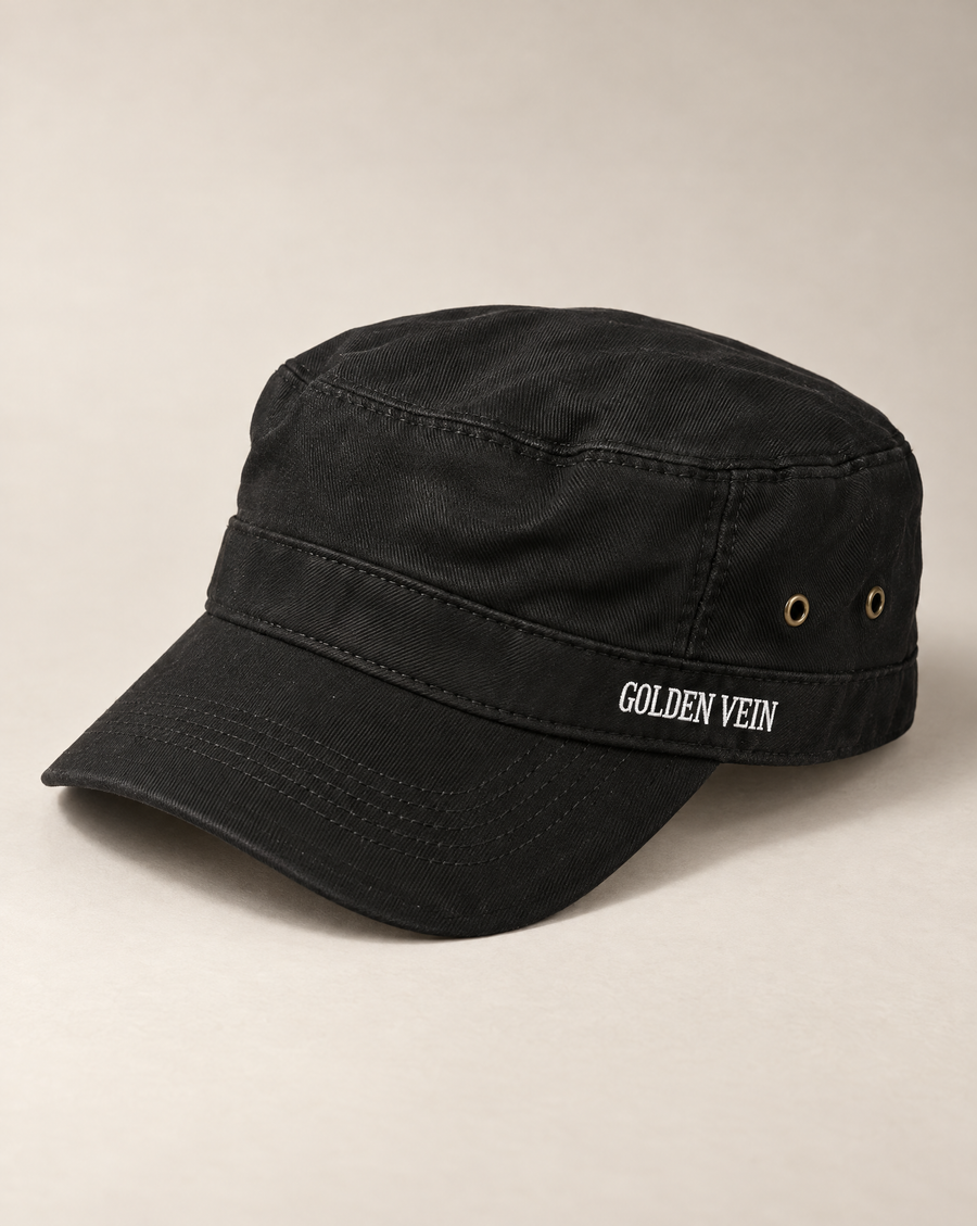 Golden Vein Military Cap in Schwarz – Produktbild 1