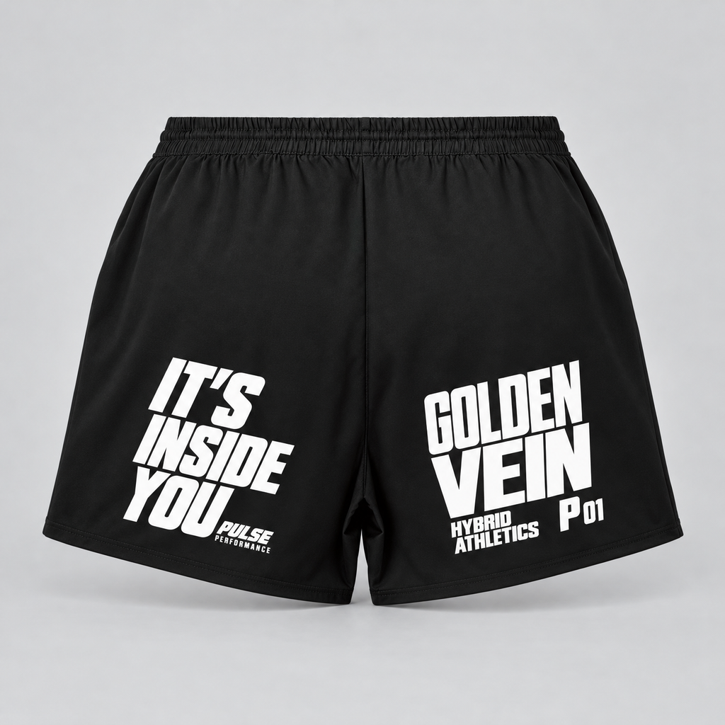 PULSE 2-in-1 Running Shorts — Black, back view — 3D product mockup