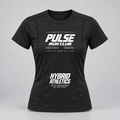 PULSE Fitted Running Tee — Women — Black, front view — 3D product mockup