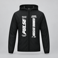 PULSE Hooded Running Jacket — Dark Gray, front view — 3D product mockup