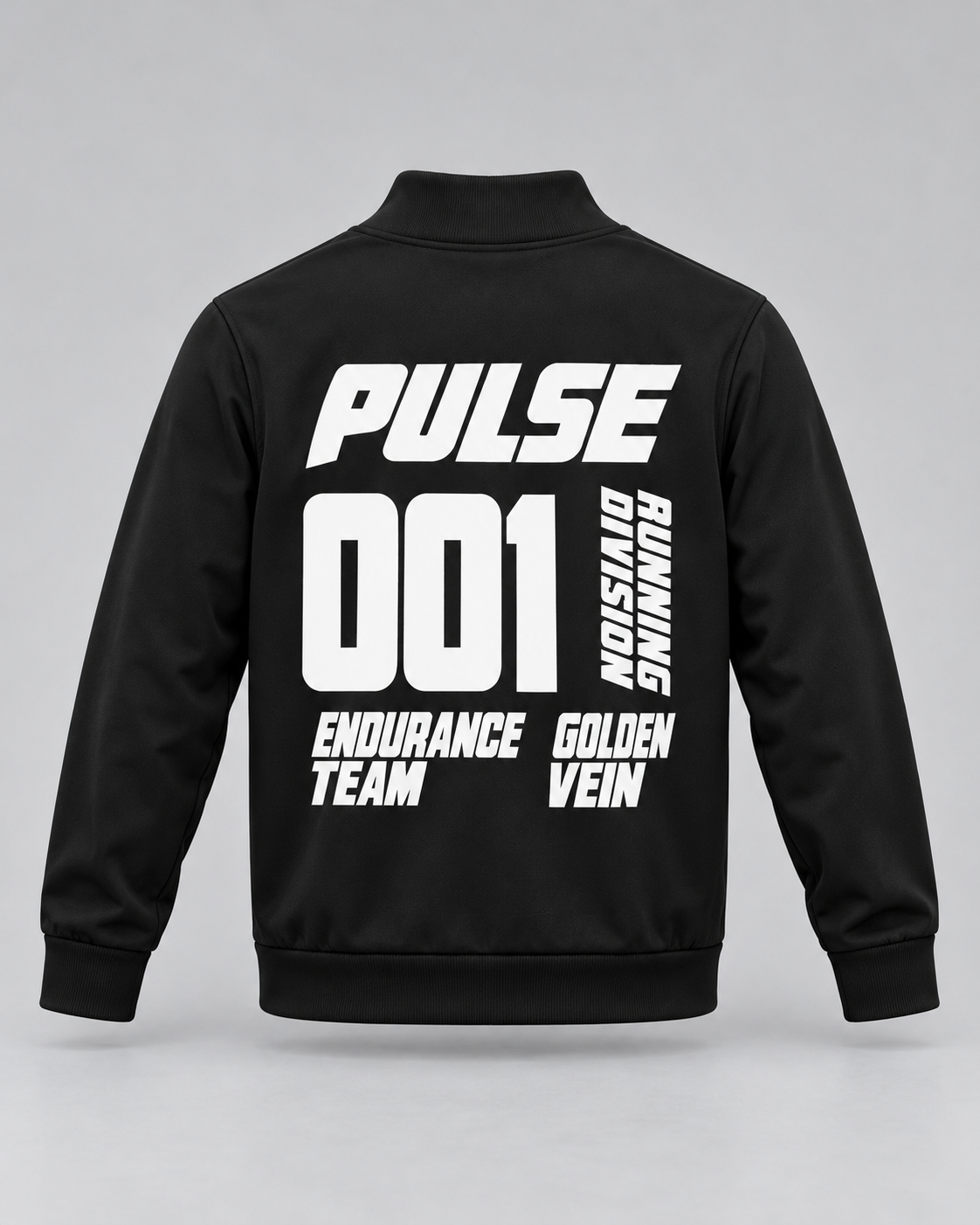 PULSE Quarter-Zip Training Sweatshirt — Black, back view — 3D product mockup
