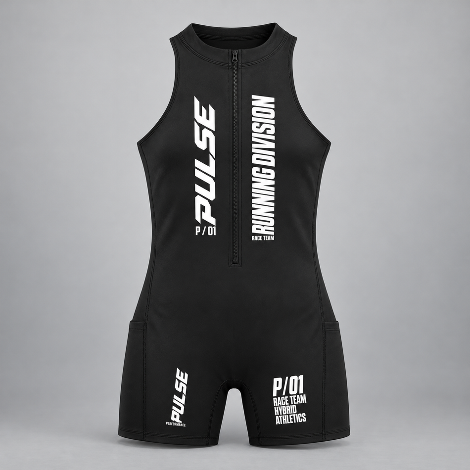 PULSE Quarter-Zip Running Romper – Quarter-Zip Running Romper · Women · Black
