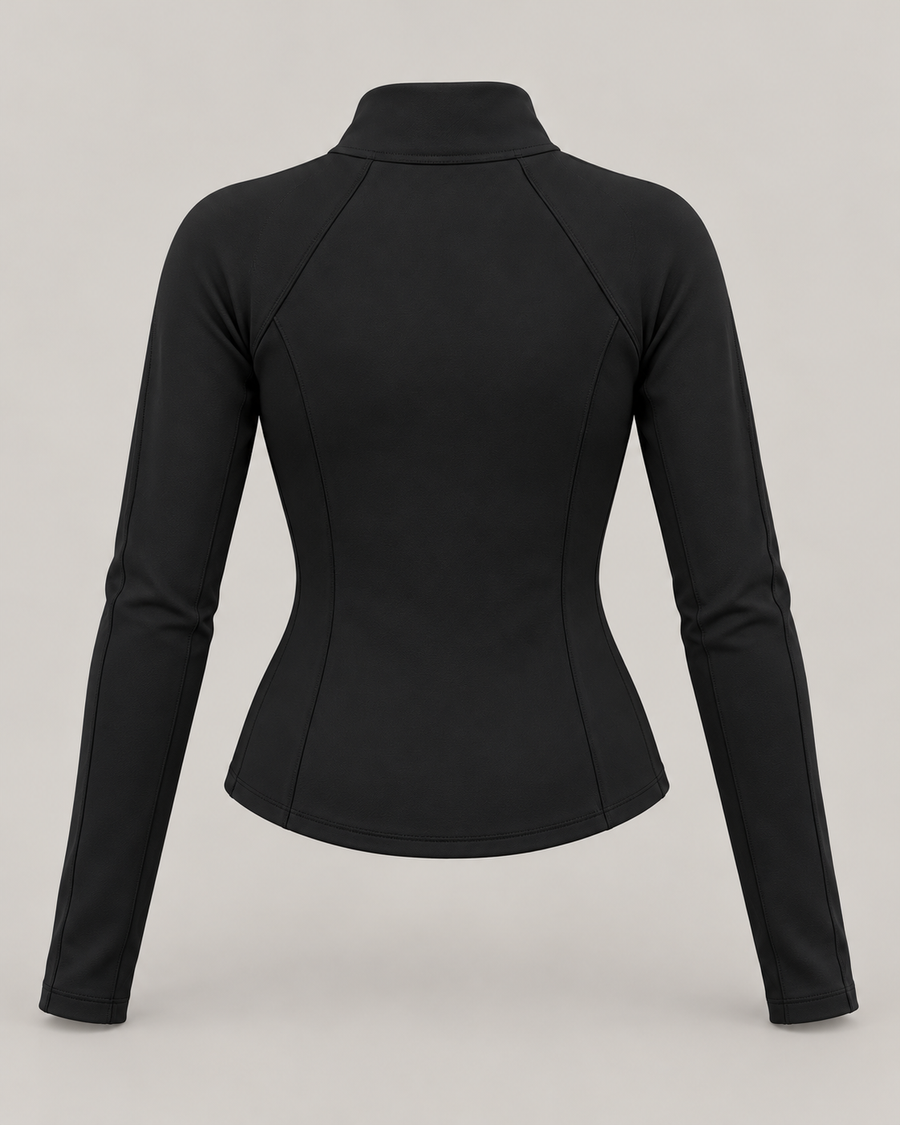 PULSE Spectre Quarter-Zip Schwarz – 3D-Mockup Rückansicht