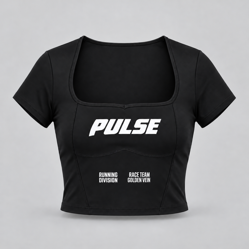 PULSE Square-Neck Running Crop Tee – Square-Neck Running Crop Tee · Women · Black
