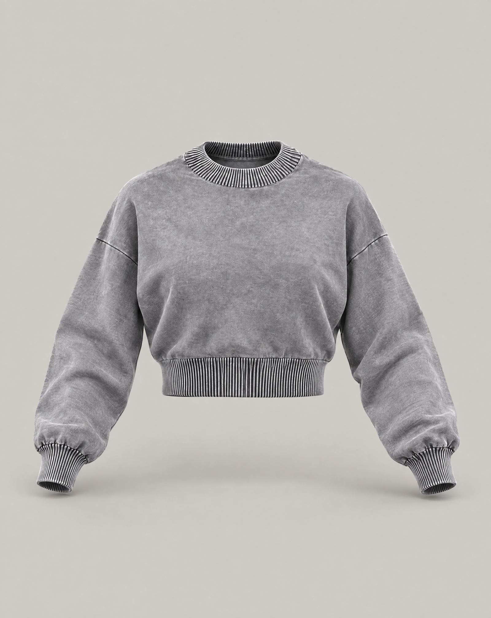 Golden Vein Balloon Sweater – Balloon Sleeve Cropped Sweater · Women · Grey