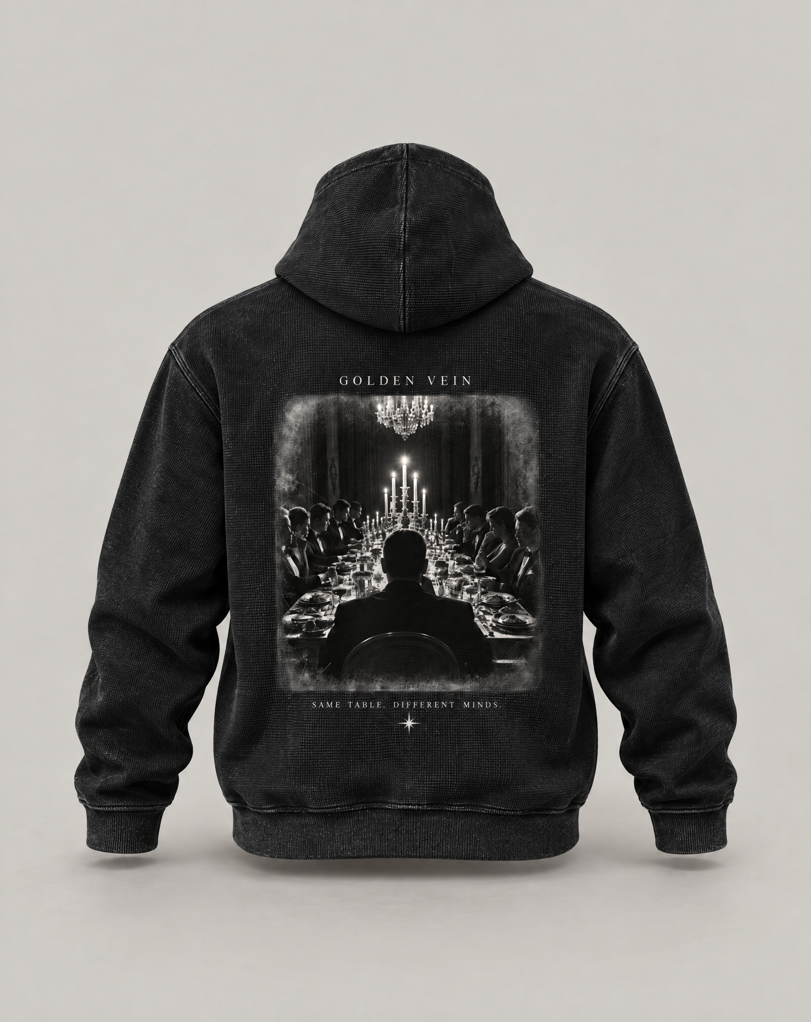 Golden Vein Parables The Assembly – Waffle Zip Hoodie · Men · Black